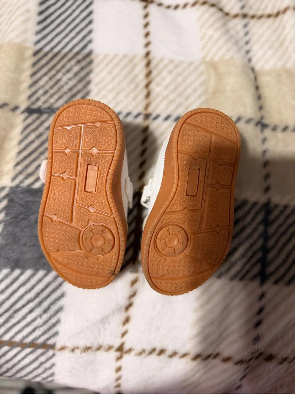 First Steps Beige and White Mary Jane Baby Walker Shoes